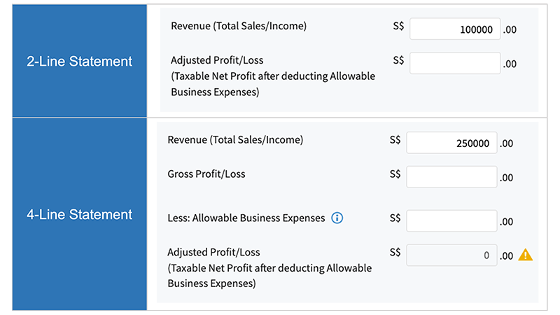 Comparison of 2-Line and 4-Line Statements on Income Tax Return from